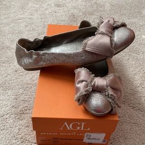AGL shimmer bow flats